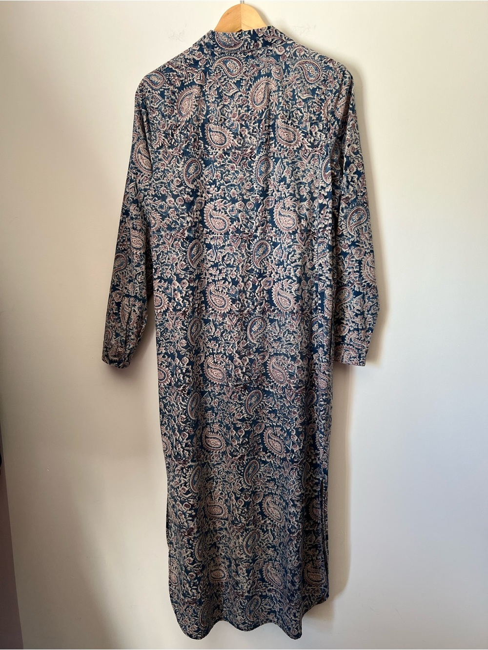 Pure Jill Floral Paisley Maxi Dress Blue Pink Organic Cotton Button Front M NEW - Picture 13 of 16
